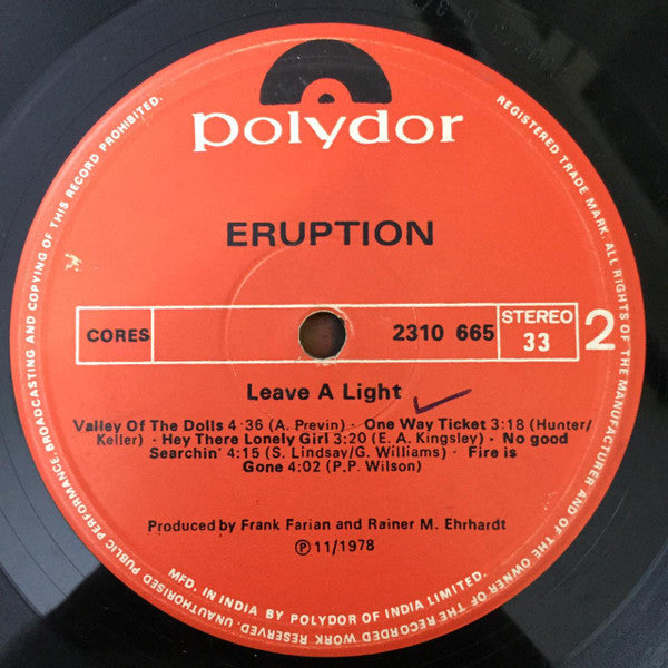 Eruption (4) - Leave A Light (Vinyl) Image