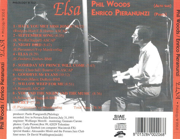 Phil Woods, Enrico Pieranunzi - Elsa (CD) Image