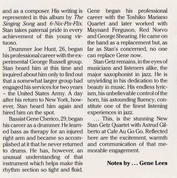 New Stan Getz Quartet, The Featuring Astrud Gilberto - Getz Au Go Go (CD) Image