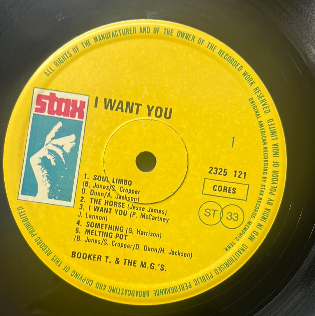 BOOKER T. THE M.G.'S.  - I WANT YOU  (Vinyl)