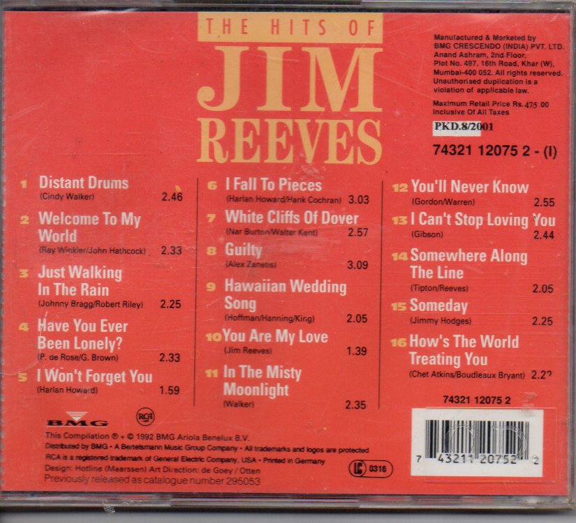 Jim Reeves - The Hits Of (CD) Image