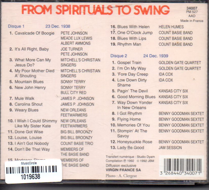 Various - From Spirituals To Swing (CD) Image