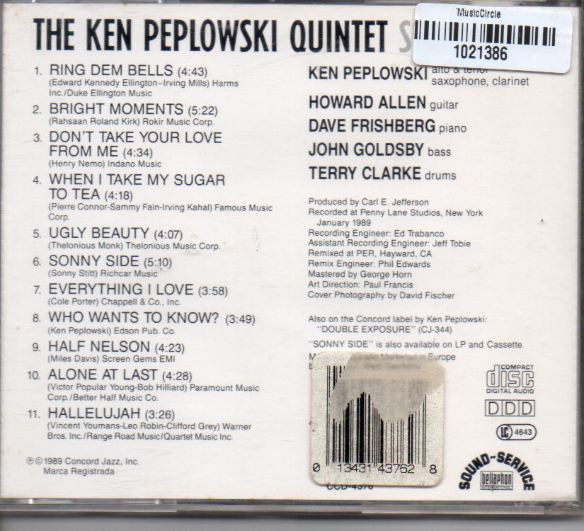 Ken Peplowski Quintet - Sonny side (CD) Image