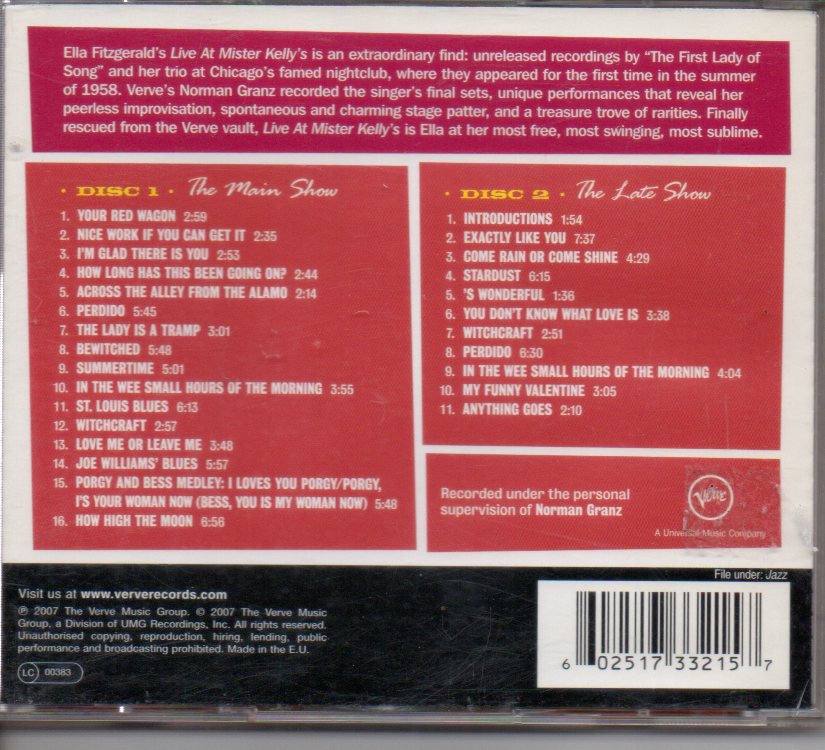 Ella Fitzgerald - Live At Mister Kelly's (CD) Image