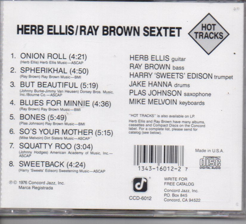 Herb Ellis/Ray Brown Sextet - Hot Tracks (CD) Image
