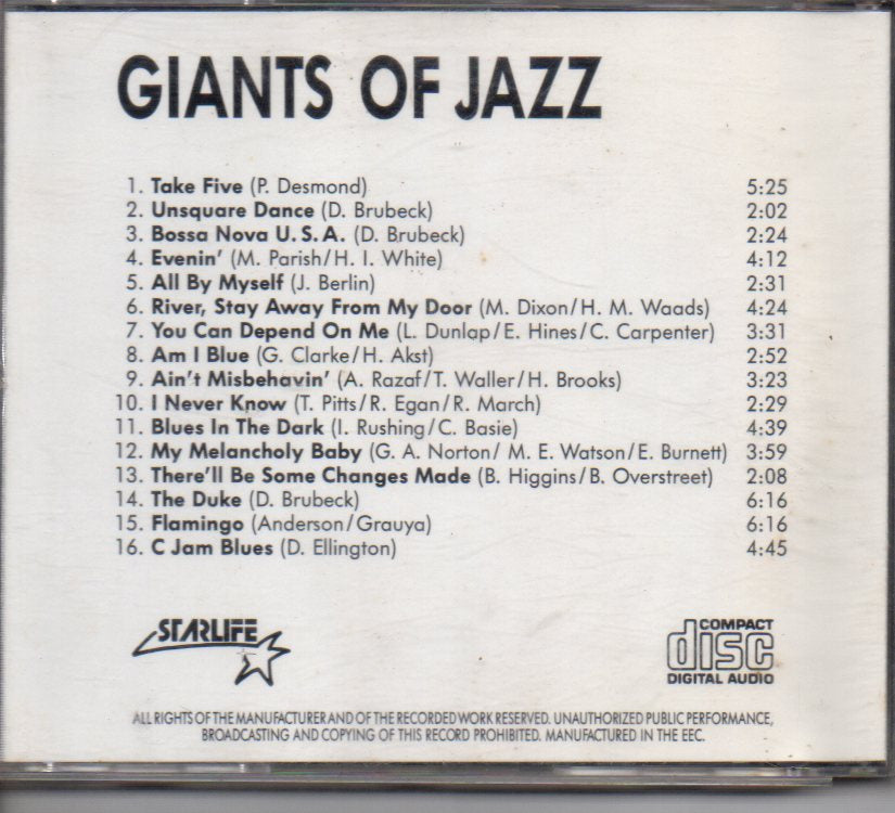 Dave Brubeck - Giants Of Jazz - Compilation (Galaxy Music) (CD) Image