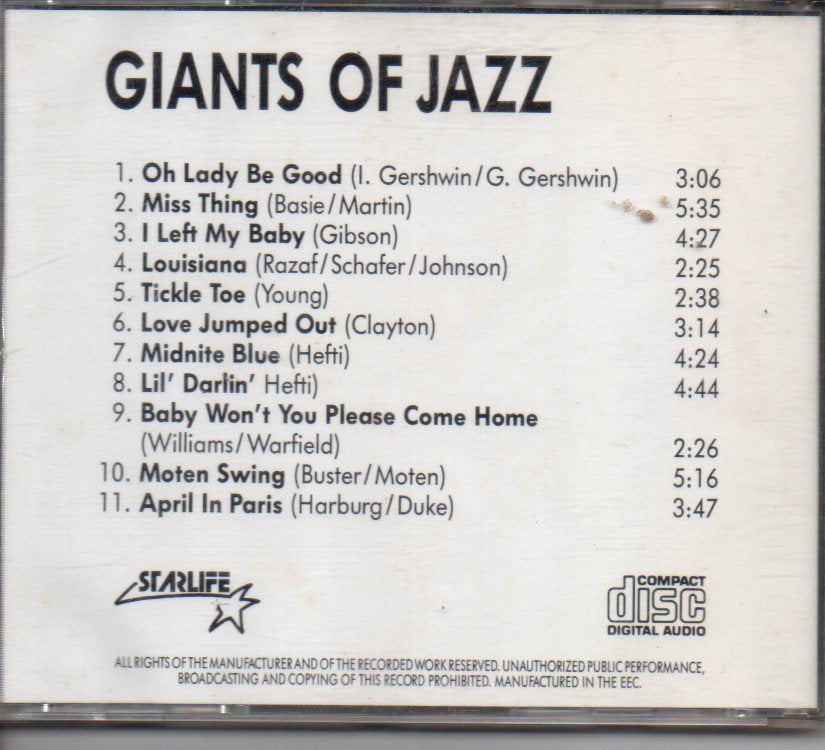 Count Basie - Giants Of Jazz - Compilation (Galaxy Music) (CD) Image